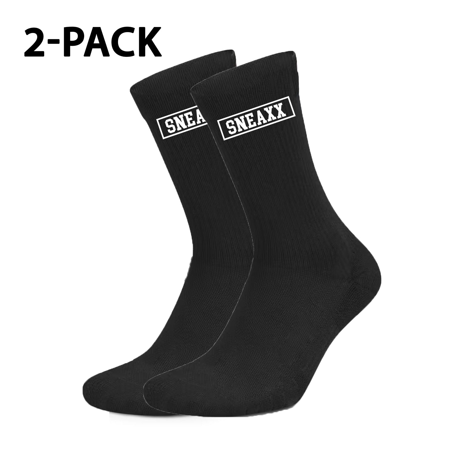2-Pack Tennis Crew Socks - Unisex - Black